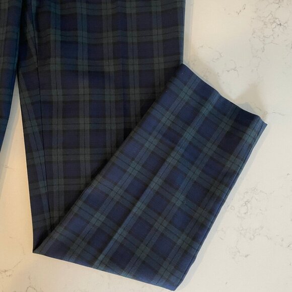 Tommy Hilfiger Ashby Ankle Tartan Plaid Preppy Poly Rayon Pants Navy Green Sz 2 - Picture 3 of 13